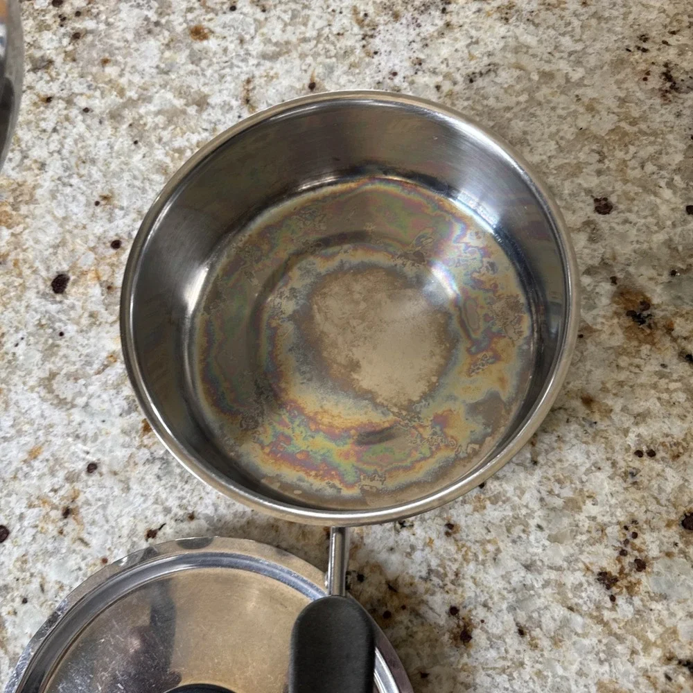 Vtg Revere Ware Sauce Pan & Double Boiler Stainless Steel Copper Core Chef Cook